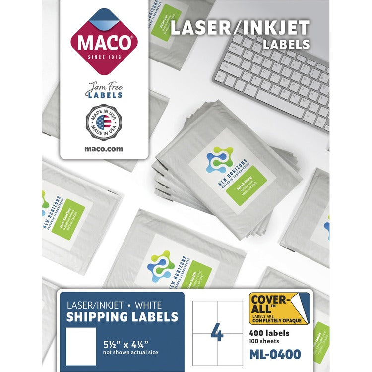 MACO White Laser/Ink Jet Shipping Label [SKU - MACML0400]