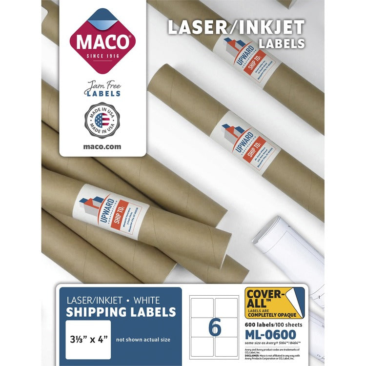 MACO White Laser/Ink Jet Shipping Label [SKU - MACML0600]