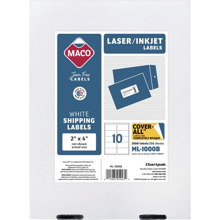 MACO White Laser/Ink Jet Shipping Label [SKU - MACML1000B]