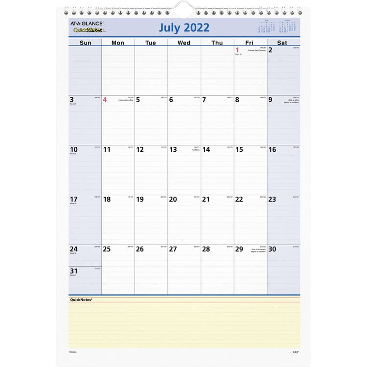 At-A-Glance QuickNotes Academic Monthly Wall Calendar [SKU - AAGPM5328]