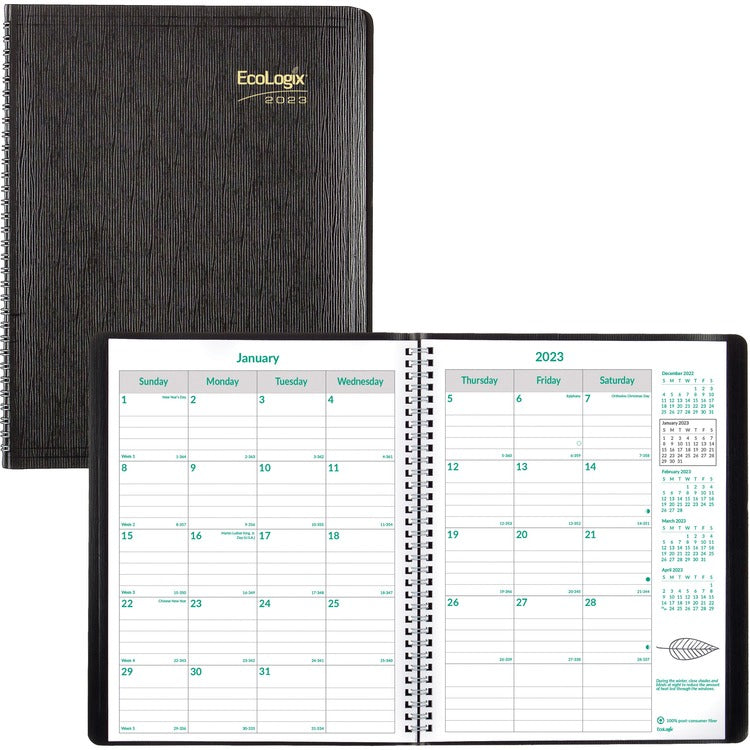 Brownline EcoLogix Monthly Planner [SKU - REDCB435WBLK]