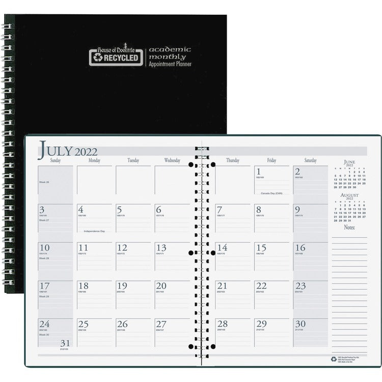 House of Doolittle Black Cover Academic Monthly Planner [SKU - HOD26302]