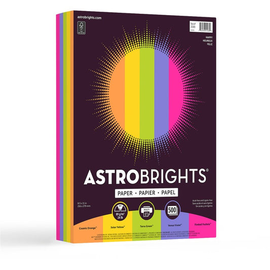 Astrobrights Color Paper - "Happy" 5-Color Assortment [SKU - WAU21289]