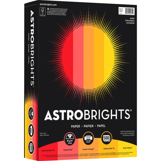 Astrobrights Color Paper - "Warm" 5-Color Assortment [SKU - WAU20272]