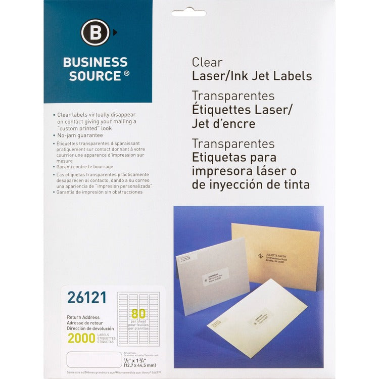 Business Source Clear Return Address Laser Labels [SKU - BSN26121]