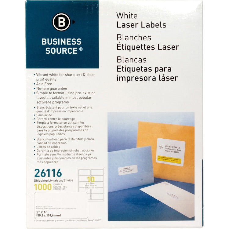 Business Source Bright White Premium-quality Shipping Labels [SKU - BSN26116]