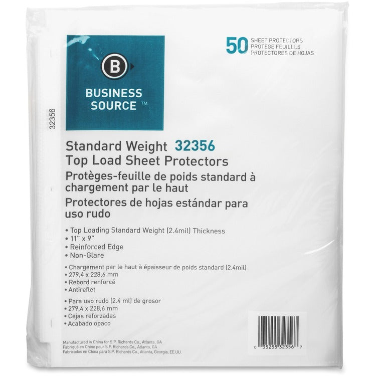 Business Source Nonglare Top-loading Sheet Protectors [SKU - BSN32356]