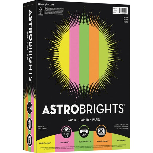 Astrobrights Color Paper - "Neon" 5-Color Assortment [SKU - WAU20270]