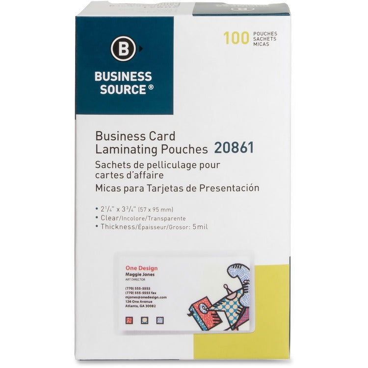 Business Source 5 mil Business Card Laminating Pouches [SKU - BSN20861]
