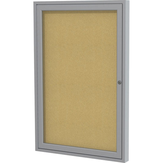 Ghent 1 Door Enclosed Natural Cork Bulletin Board with Satin Frame [SKU - GHEPA12418K]
