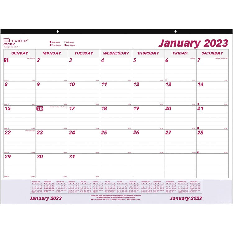 Brownline Vinyl Strip Monthly Desk Pad [SKU - REDC1731V]