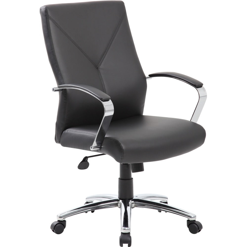 Boss Leatherplus Executive Chair with Chrome Accent [SKU - BOPB10101BK]