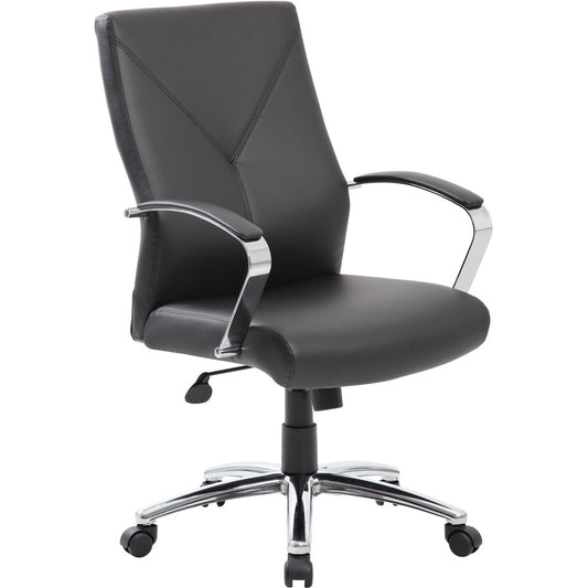 Boss Leatherplus Executive Chair with Chrome Accent [SKU - BOPB10101BK]