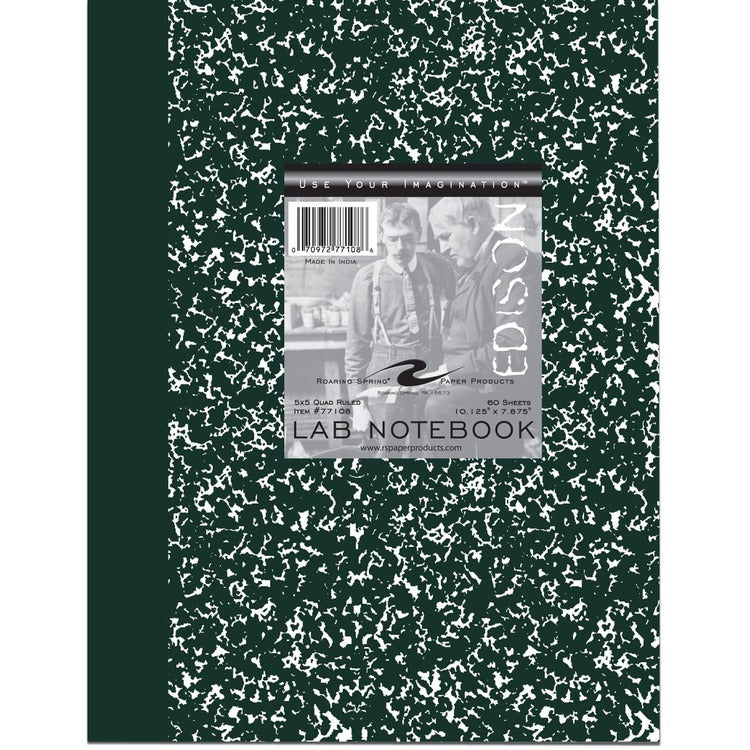 Roaring Spring 5x5 Graph Ruled Single Copy Lab Book with Numbered Pages, 10.125" x 7.875" 120 Pages, White Paper [SKU - ROA77108]