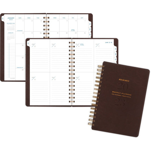 At-A-Glance Signature Collection Weekly/Monthly Planner, Brown [SKU - AAGYP20009]