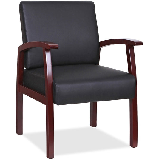 Lorell Black Leather/Wood Frame Guest Chair [SKU - LLR68556]