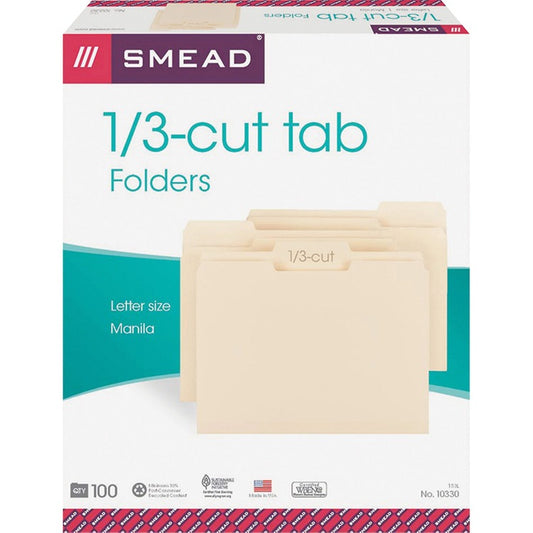 Smead 1/3 Tab Cut Letter Recycled Top Tab File Folder [SKU - SMD10330CT]