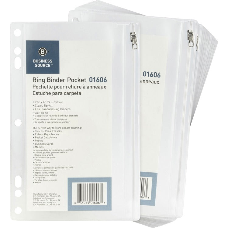 Business Source Punched Economy Binder Pocket [SKU - BSN01606BX]