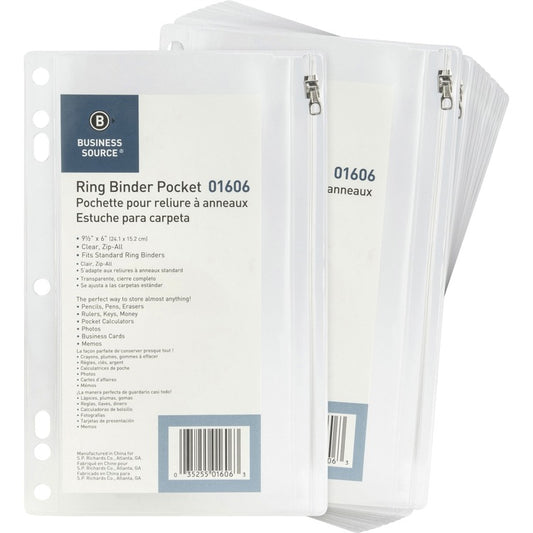 Business Source Punched Economy Binder Pocket [SKU - BSN01606BX]