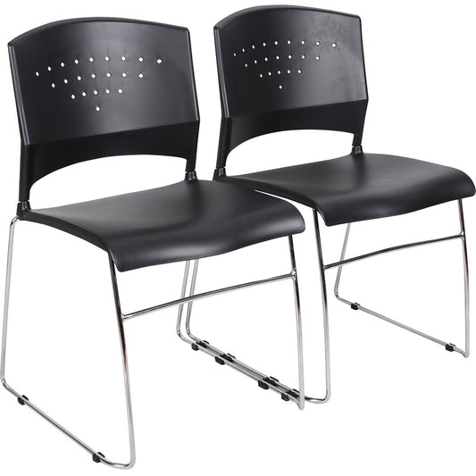 Boss Black Stack Chair With Chrome Frame 2 Pcs Pack [SKU - BOPB1400BK2]