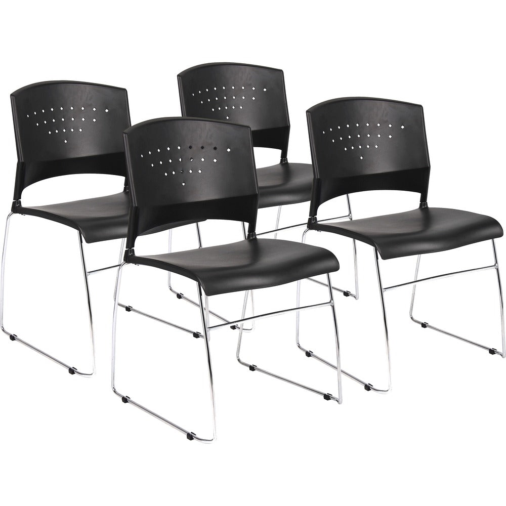 Boss Black Stack Chair With Chrome Frame 4 Pcs Pack [SKU - BOPB1400BK4]