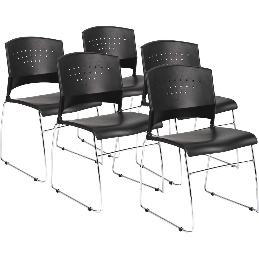 Boss Black Stack Chair With Chrome Frame 5 Pcs Pack [SKU - BOPB1400BK5]