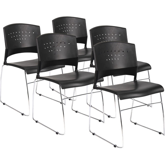 Boss Black Stack Chair With Chrome Frame 5 Pcs Pack [SKU - BOPB1400BK5]