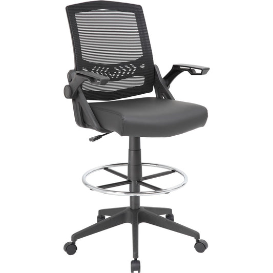 Boss Black Flip Arm Mesh Drafting Stool [SKU - BOPB16223BK]