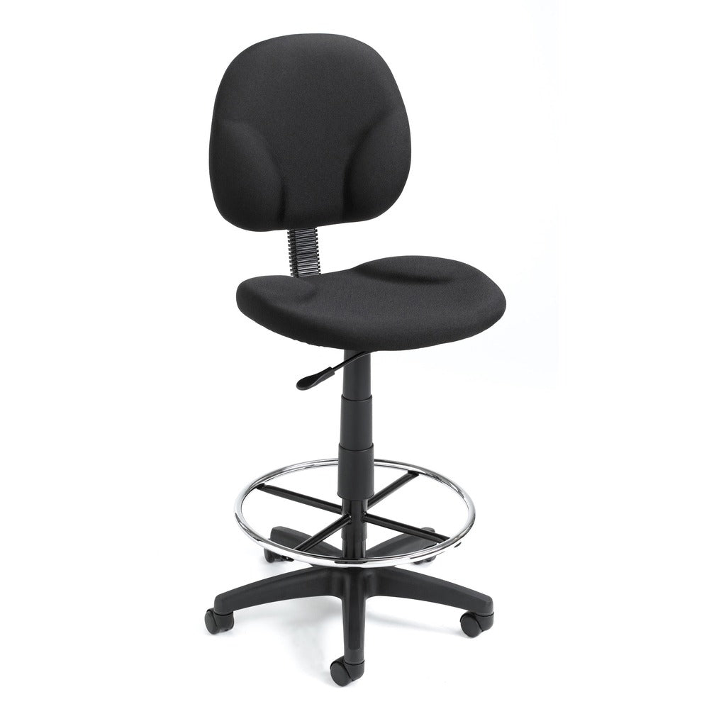 Boss Stand Up Fabric Drafting Stool with Foot Rest, Black [SKU - BOPB1690BK]
