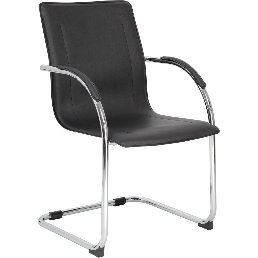 Boss Chrome Frame Black Vinyl Side Chair, 2pcs Per Pack [SKU - BOPB95302]