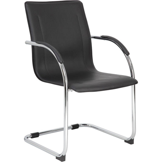 Boss Chrome Frame Black Vinyl Side Chair, 2pcs Per Pack [SKU - BOPB95302]