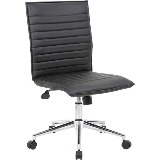 Boss Black Vinyl Armless Hospitality Chair [SKU - BOPB9534CBK]
