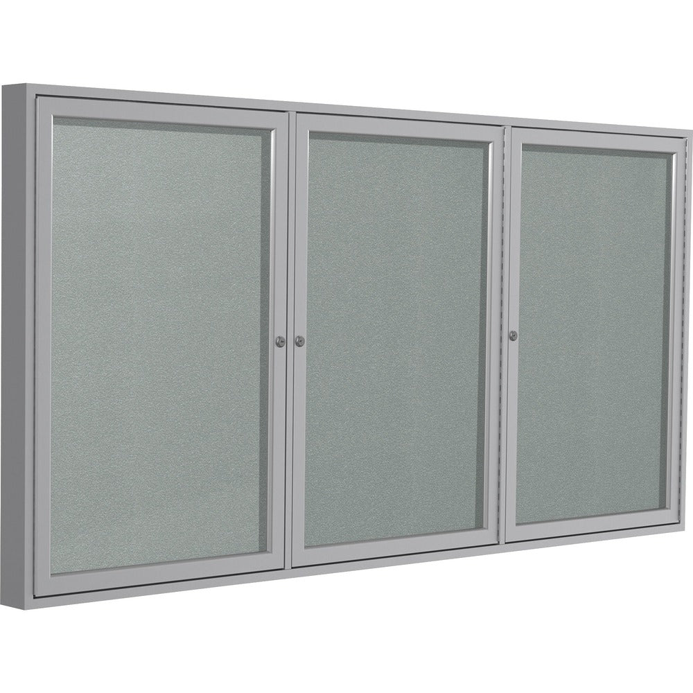 Ghent 3 Door Enclosed Vinyl Bulletin Board with Satin Frame [SKU - GHEPA34896VX193]