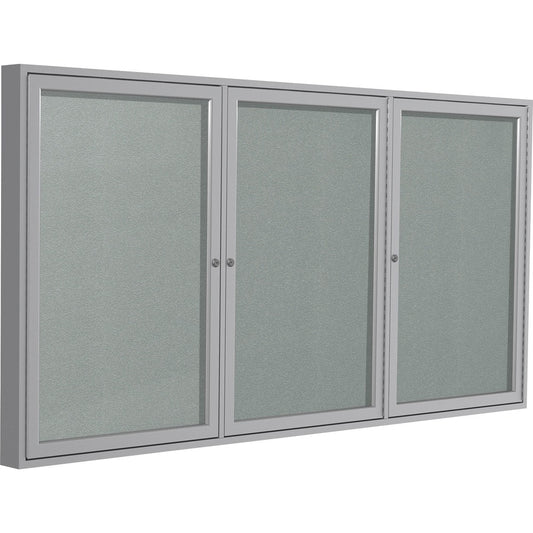 Ghent 3 Door Enclosed Vinyl Bulletin Board with Satin Frame [SKU - GHEPA34896VX193]