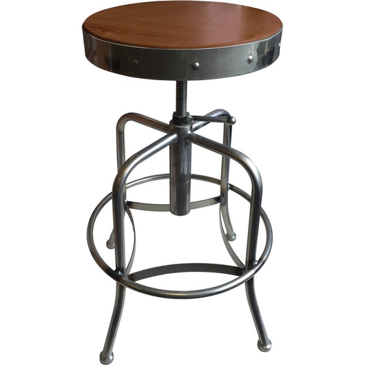 Holland Bar Stools 910 Clear Coat Industrial Adjustable Stool [SKU - HBC910BWBLKVNYL]