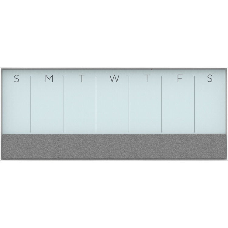 U Brands Magnetic Weekly Calendar Glass Dry Erase Board, Only for use with HIGH Energy Magnets, 14.25 x 35 Inches, White Aluminum Frame (3199U00-01) [SKU - UBR3199U0001]