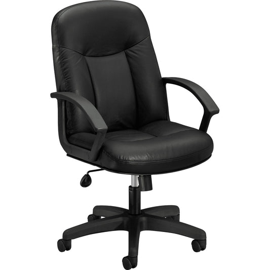 HON High-Back Executive Chair | Center-Tilt | Fixed Arms | Black SofThread Leather [SKU - BSXVL601SB11]