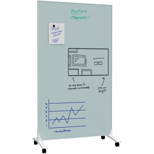 U Brands Double Sided Magnetic Glass Dry-Erase Mobile Floor Easel, 72" X 42" [SKU - UBR4777U0001]