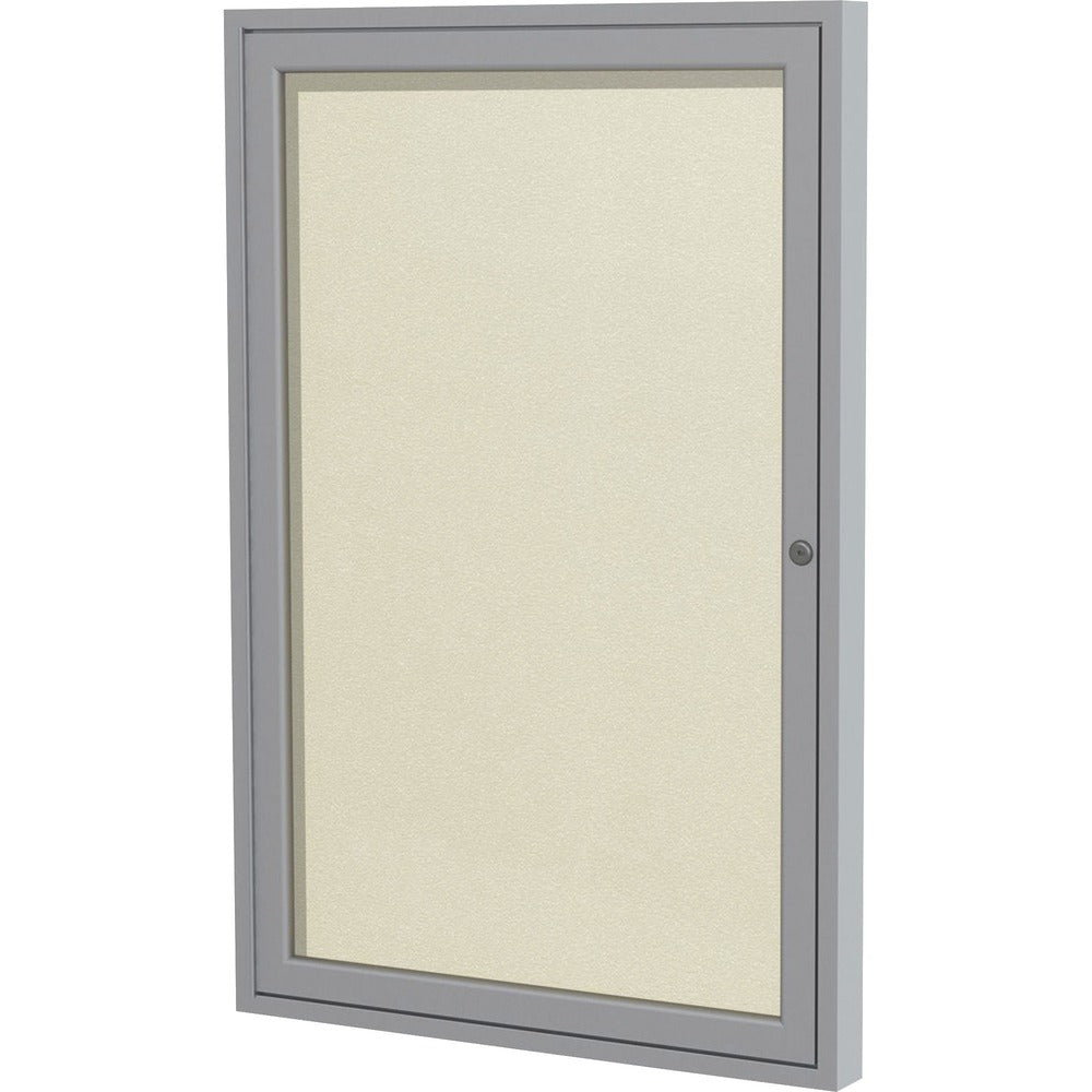 Ghent 1 Door Enclosed Vinyl Bulletin Board with Satin Frame [SKU - GHEPA12418VX185]