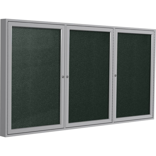 Ghent 3 Door Enclosed Vinyl Bulletin Board with Satin Frame [SKU - GHEPA34872VX183]