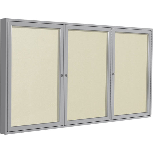 Ghent 3 Door Enclosed Vinyl Bulletin Board with Satin Frame [SKU - GHEPA34872VX185]