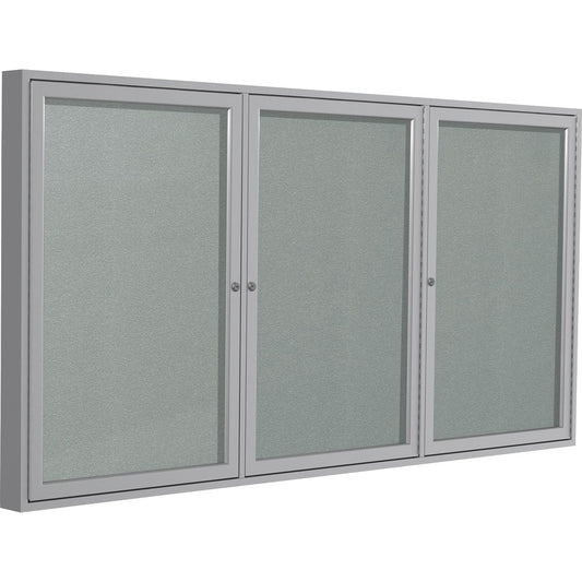 Ghent 3 Door Enclosed Vinyl Bulletin Board with Satin Frame [SKU - GHEPA34872VX193]
