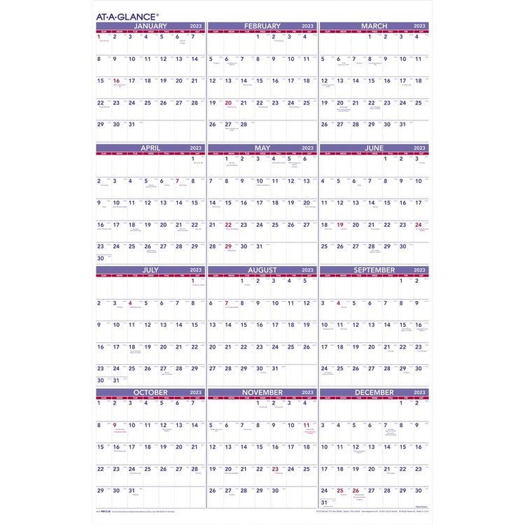 At-A-Glance Yearly Wall Calendar [SKU - AAGPM1228]