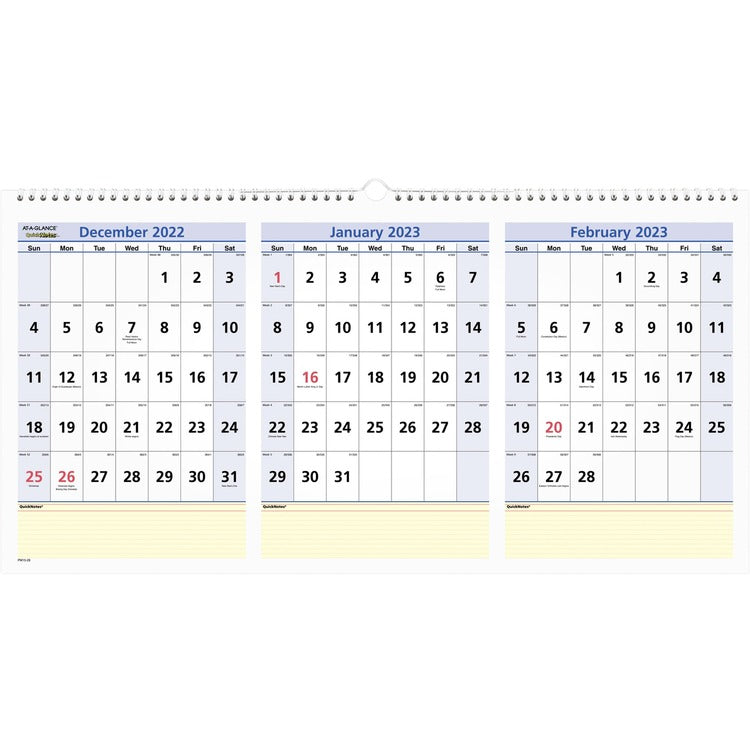 At-A-Glance QuickNotes 3-Month Horizontal Wall Calendar [SKU - AAGPM1528]