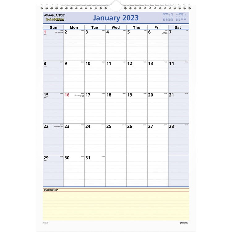 At-A-Glance QuickNotes Monthly Wall Calendar [SKU - AAGPM5228]