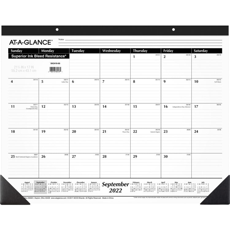 At-A-Glance 16-Month Monthly Desk Pad [SKU - AAGSK241600]