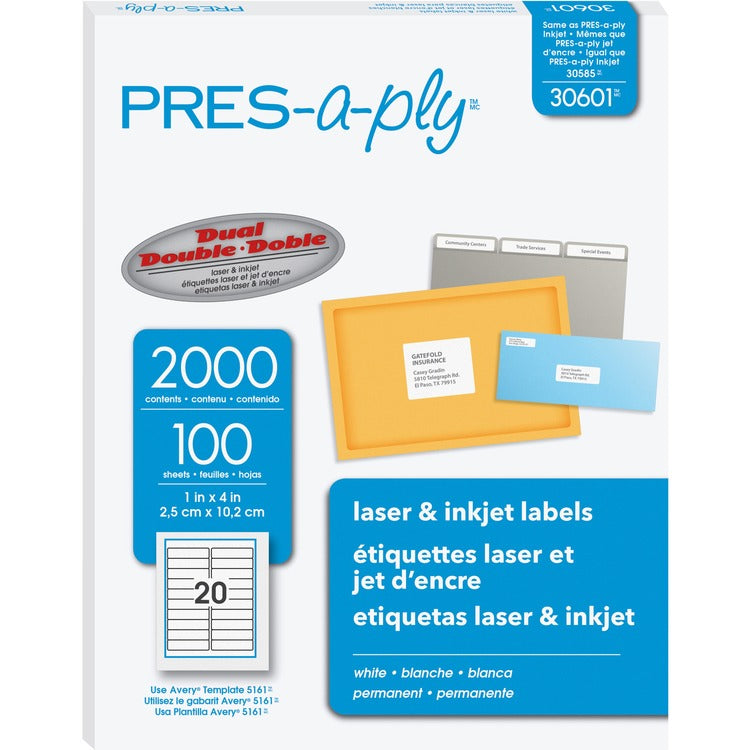 PRES-a-ply White Labels [SKU - AVE30601]